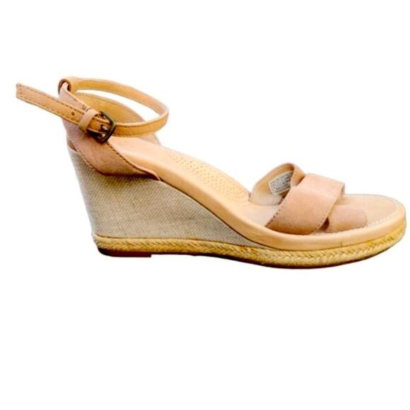 Ugg Suede Slingback Nyssa Wedge Sandals Tan Size 6 - Picture 1 of 10